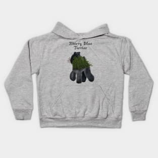 Merry Blue Terrier (Grey Background) Kids Hoodie